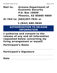 Form FAA-0065A-LP Verification of Living Arrangements/Residential Address (Large Print) - Arizona, Page 2