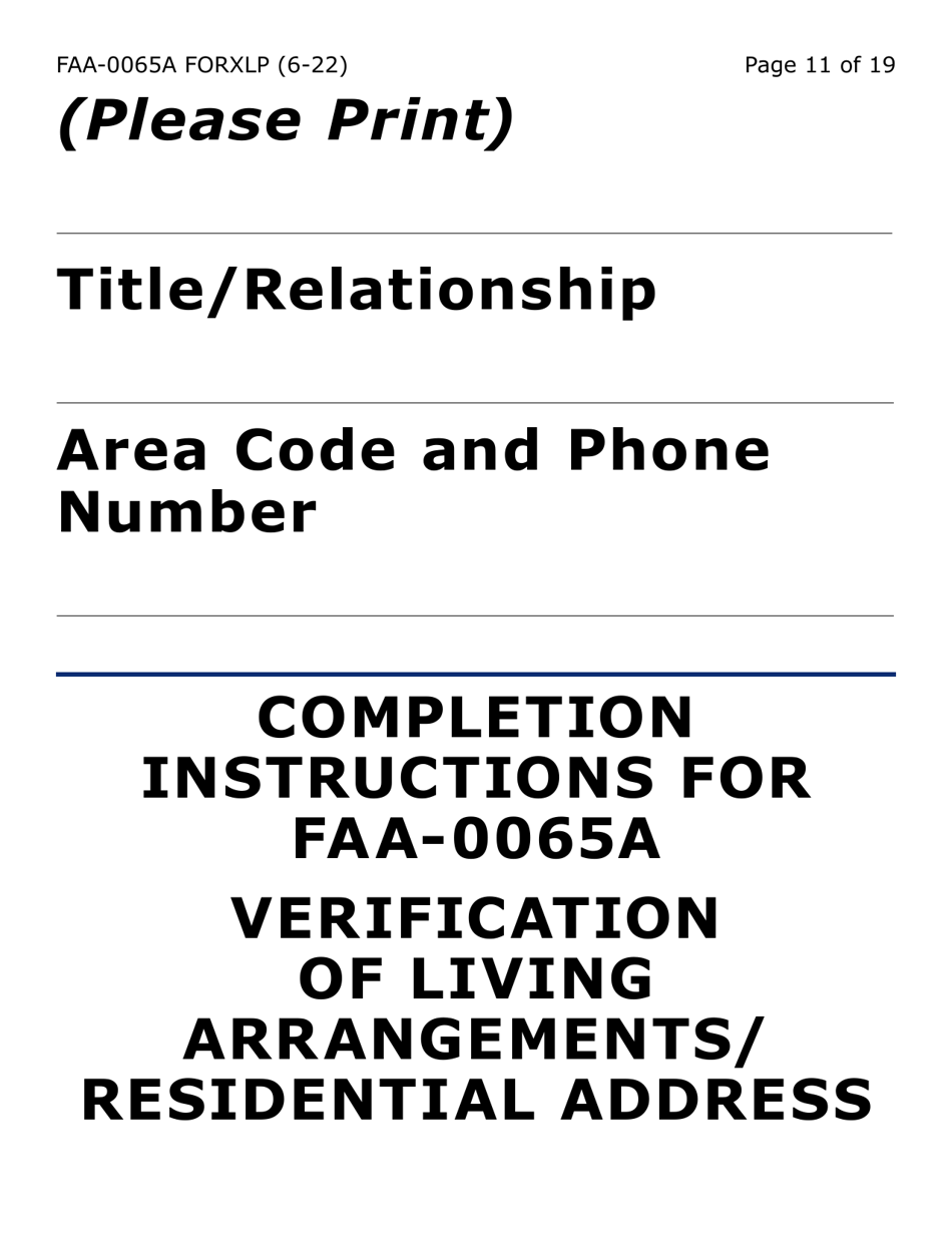 Form FAA-0065A-XLP Verification of Living Arrangements / Residential Address (Extra Large Print) - Arizona, Page 11