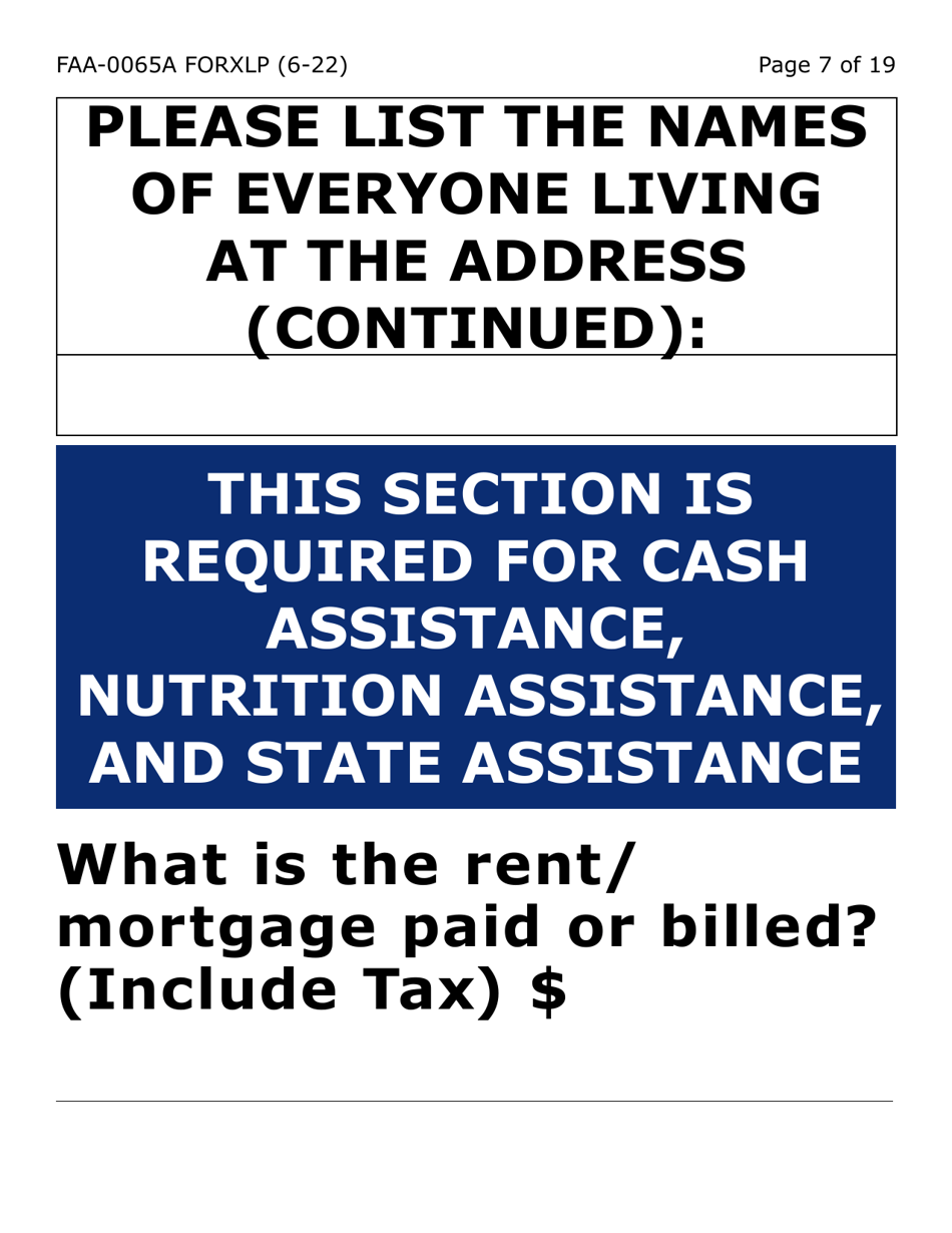 Form FAA-0065A-XLP Verification of Living Arrangements / Residential Address (Extra Large Print) - Arizona, Page 7