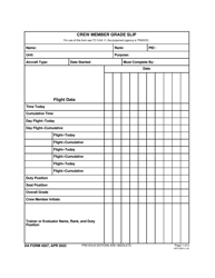 Document preview: DA Form 4507 Crew Member Grade Slip