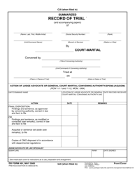 DD Form 491 Summarized Record of Trial