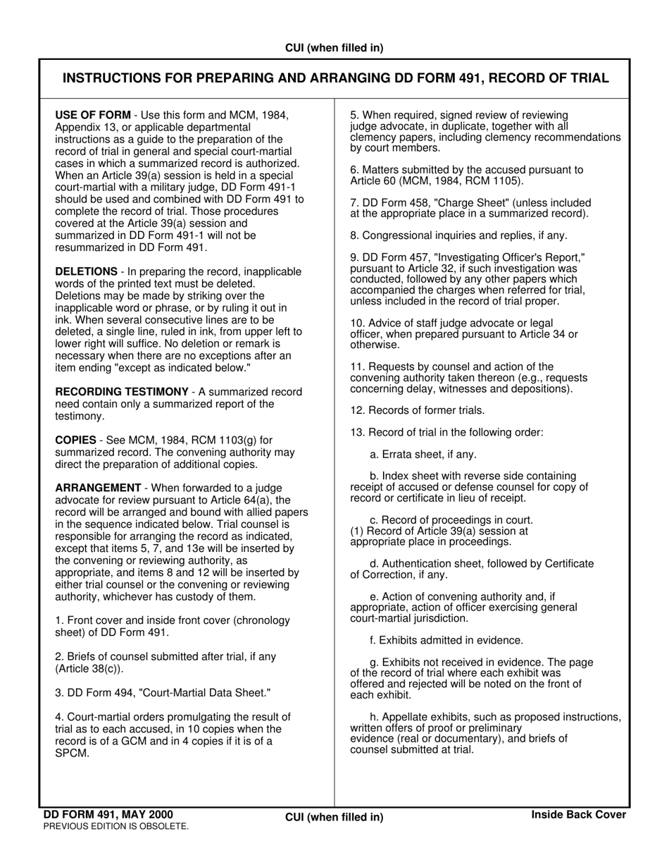 DD Form 491 Fill Out Sign Online And Download Fillable PDF dd-form-491-fill-out-sign-online-and-download-fillable-pdf