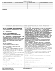 DD Form 2475 DoD Educational Loan Repayment Program (LRP) Annual Application, Page 2