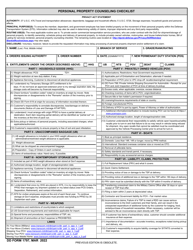 Document preview: DD Form 1797 Personal Property Counseling Checklist