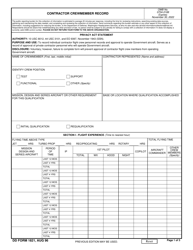 Document preview: DD Form 1821 Contractor Crewmember Record