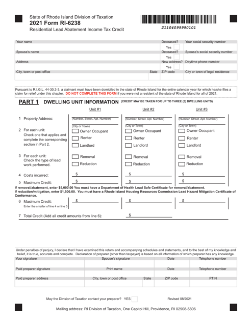 Form RI-6238 2021 Printable Pdf