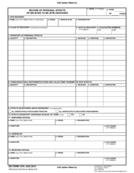 DD Form 1076 Record of Personal Effects of Believed to Be (Btb) Deceased