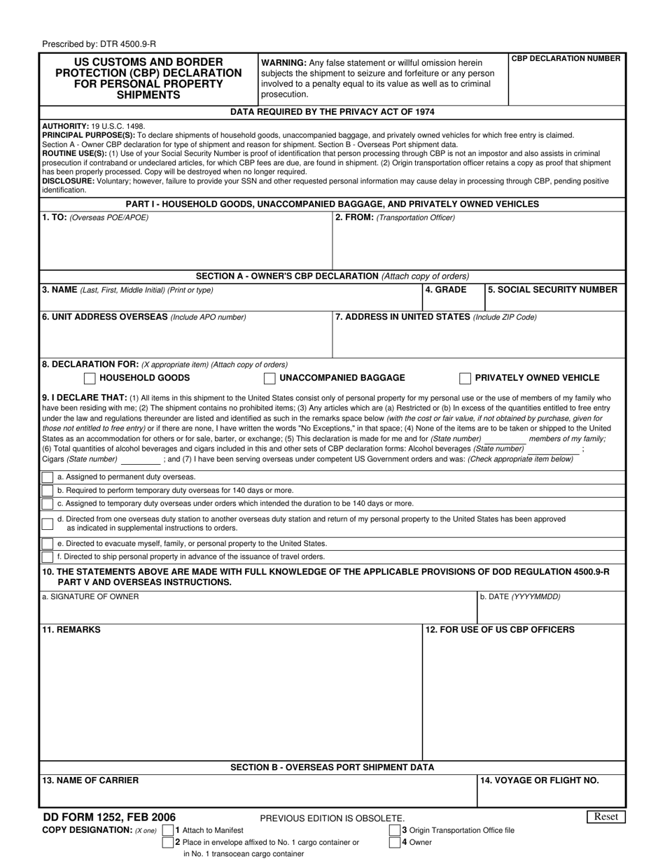 DD Form 1252 Part I - Fill Out, Sign Online and Download Fillable PDF ...