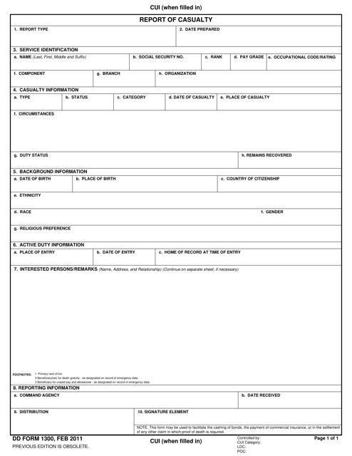 DD Form 1300  Printable Pdf