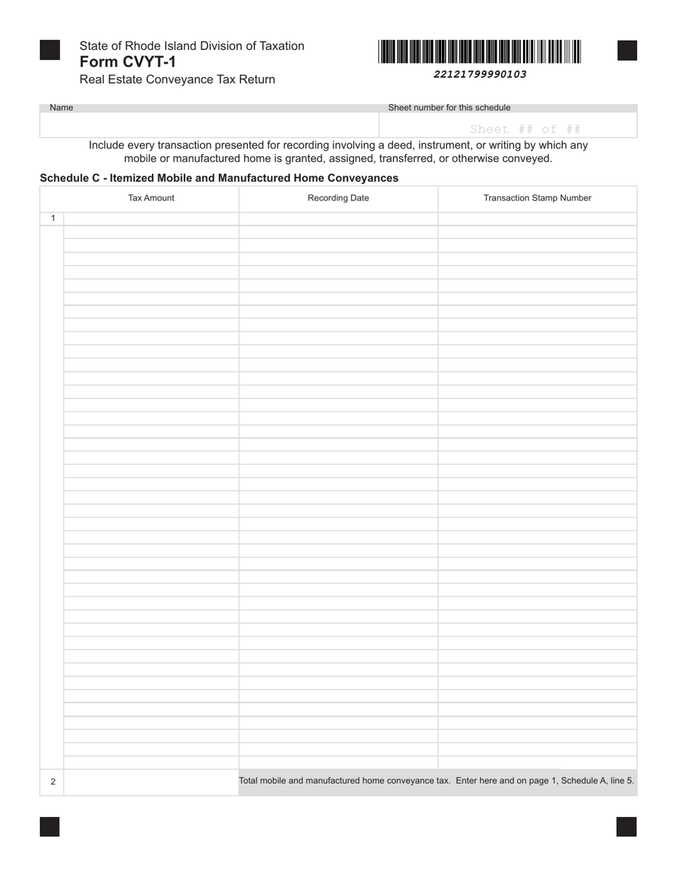 Form CVYT-1 Real Estate Conveyance Tax Return - Rhode Island, Page 3