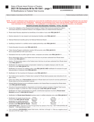 Form RI-1041 Schedule M Rhode Island Modifications to Federal Total Income - Rhode Island