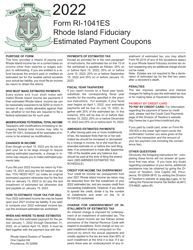 Document preview: Form RI-1041ES Rhode Island Fiduciary Estimated Payment - Rhode Island