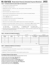 Form RI-1041ES Rhode Island Fiduciary Estimated Payment - Rhode Island, Page 2