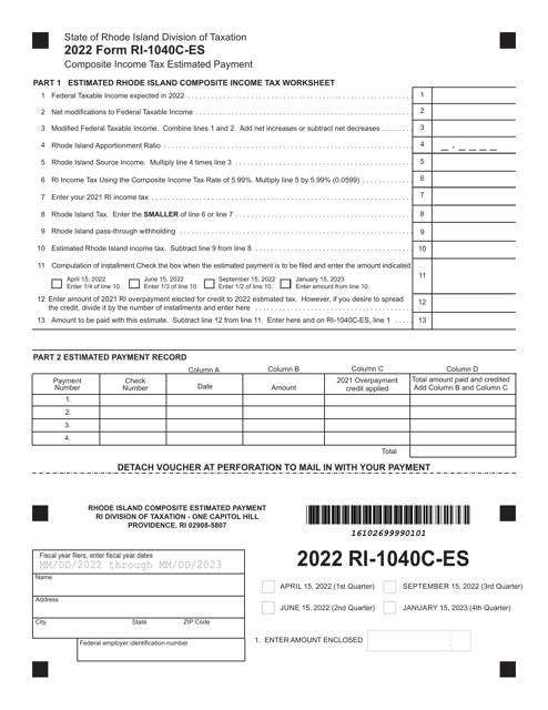 Form RI-1040C-ES 2022 Printable Pdf