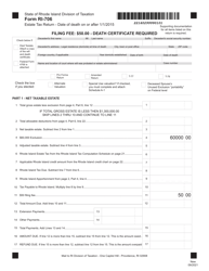 Form RI-706 Estate Tax Return - Date of Death on or After 1/1/2015 - Rhode Island