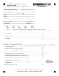 Form RI-1120S Subchapter S Business Corporation Tax Return - Rhode Island