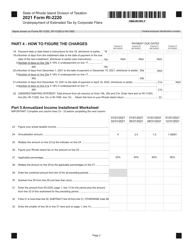 Form RI-2220 Underpayment of Estimated Tax by Corporate Filers - Rhode Island, Page 2