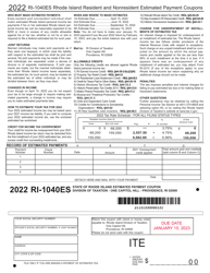 Form RI-1040ES Rhode Island Resident and Nonresident Estimated Payment Coupons - Rhode Island