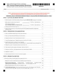 Document preview: Shared Responsibility Worksheet - Rhode Island, 2021