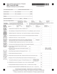 Form RI-1040 Resident Individual Income Tax Return - Rhode Island
