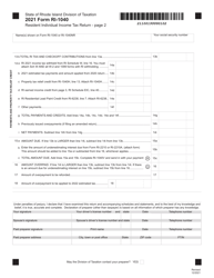 Form RI-1040 Resident Individual Income Tax Return - Rhode Island, Page 2