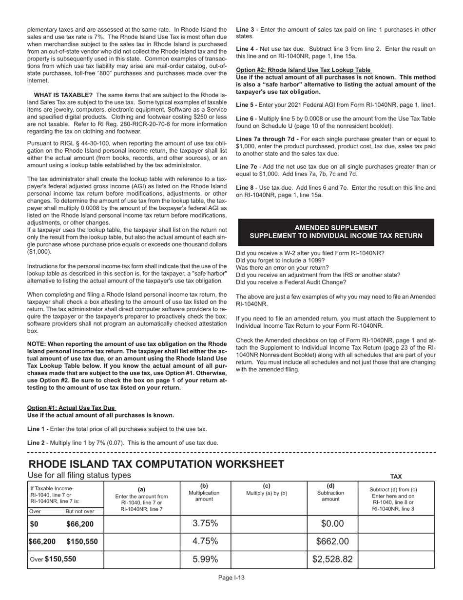 Instructions for Form RI-1040NR Nonresident Individual Income Tax Return - Rhode Island, Page 13