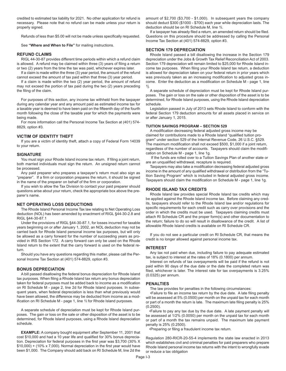 Instructions for Form RI-1040NR Nonresident Individual Income Tax Return - Rhode Island, Page 3