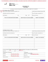 Form REV-774 Assignment of Tax Credit - Pennsylvania