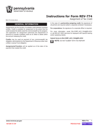 Form REV-774 Assignment of Tax Credit - Pennsylvania, Page 3