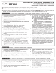 Document preview: Instructions for Form MV-82I Vehicle Registration/Title Application - New York (Italian)