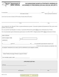 Document preview: Form NSS-1AI Affidavit Stating No Social Security Number - New York (Italian)
