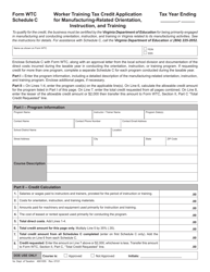 Form WTC Worker Training Tax Credit Application - Virginia, Page 4