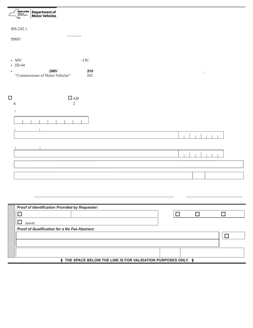 Form MV-15CK  Printable Pdf