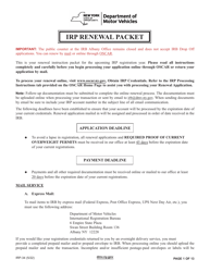 Form IRP-34 &quot;Irp Renewal Packet&quot; - New York