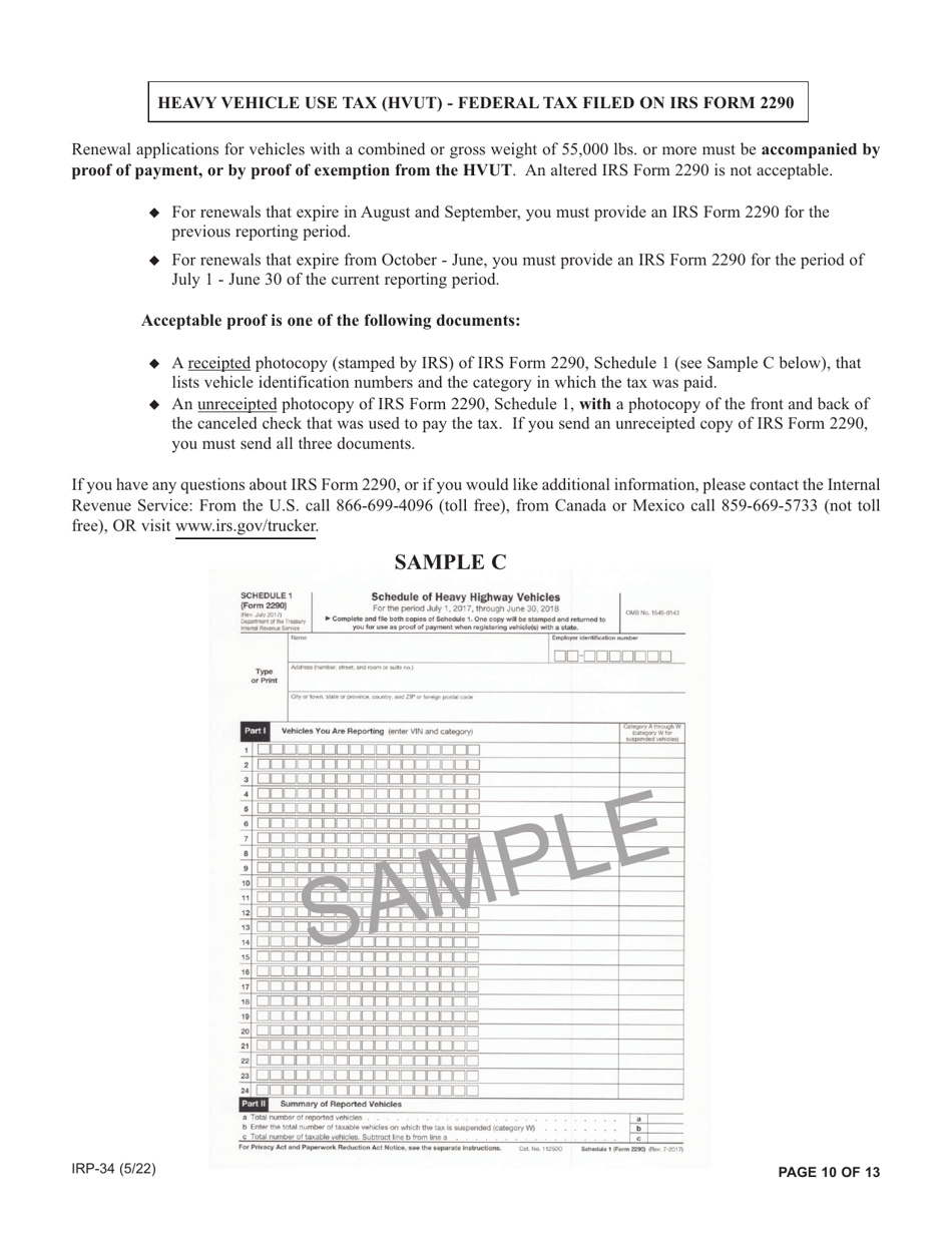 Form IRP 34 Fill Out Sign Online and Download Printable PDF New