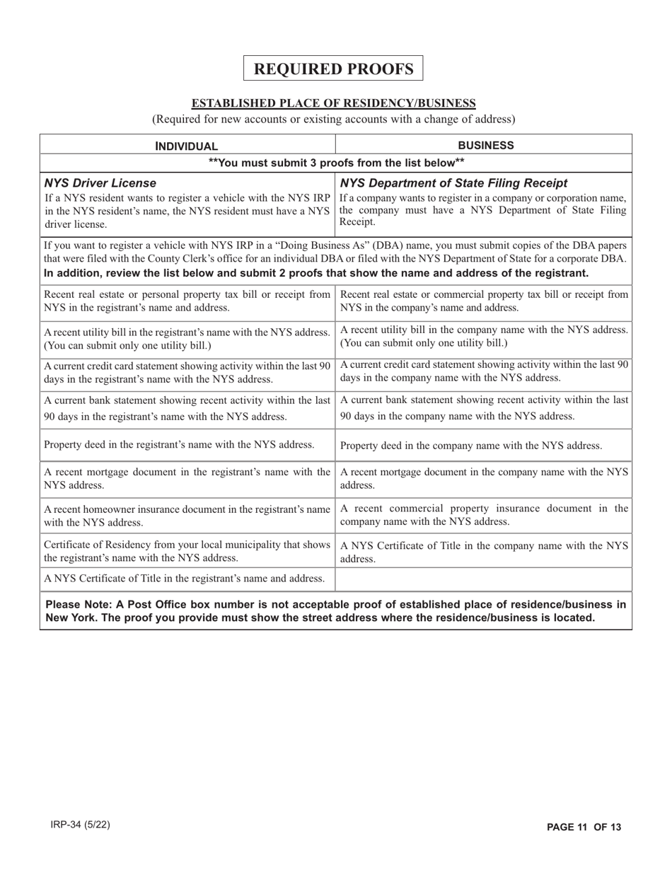 Form IRP-34 Irp Renewal Packet - New York, Page 11