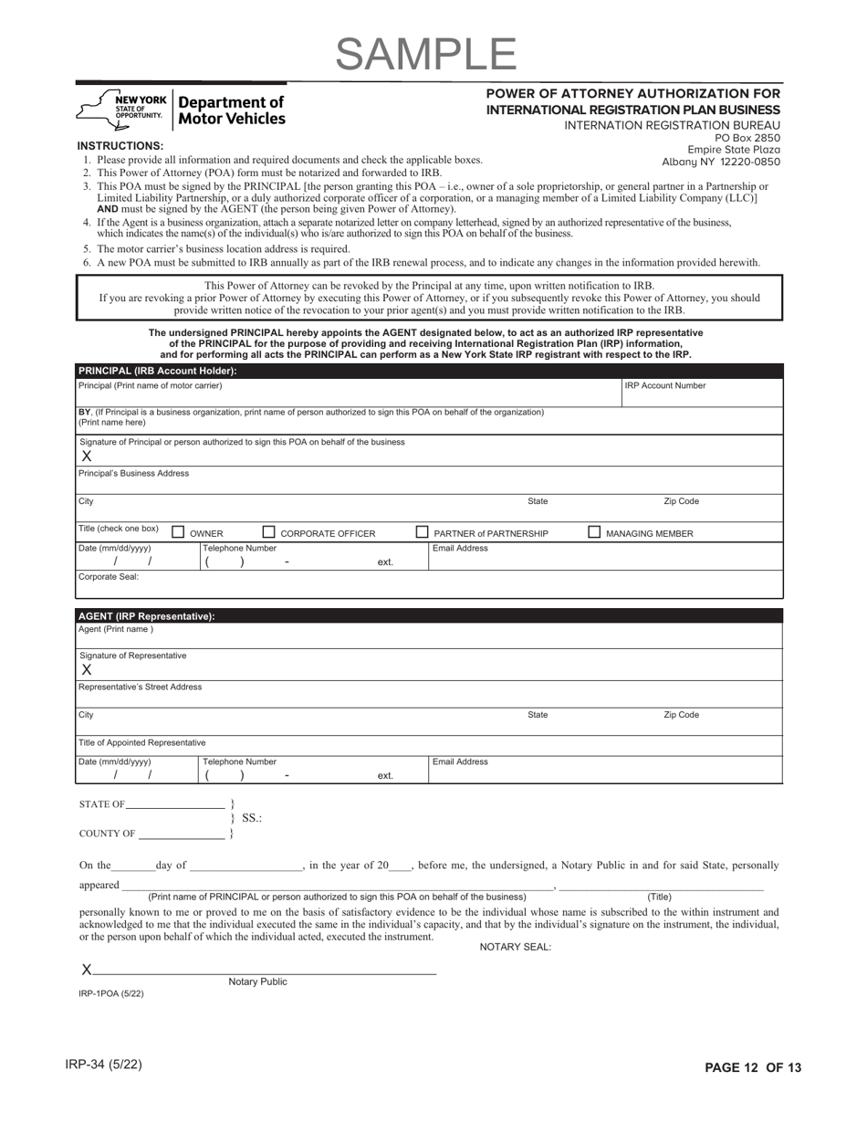 Form IRP-34 Irp Renewal Packet - New York, Page 12