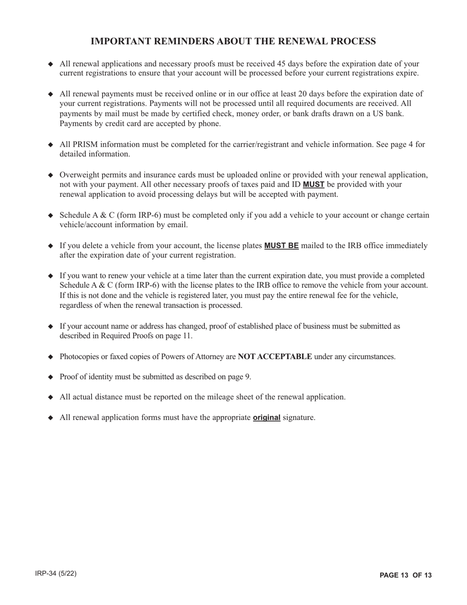 Form IRP-34 Irp Renewal Packet - New York, Page 13