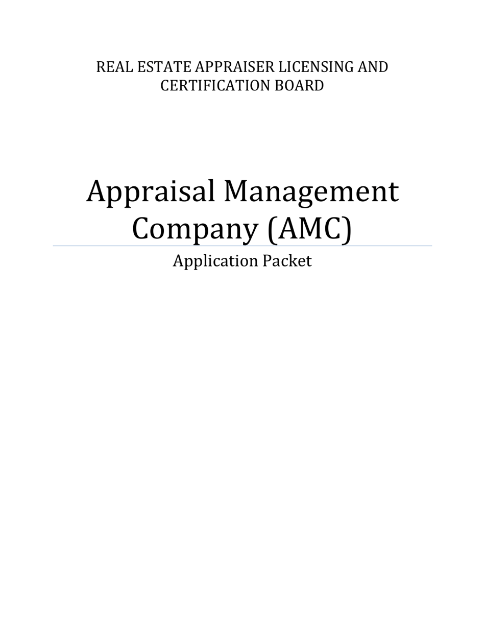 Application for Registration of an Appraisal Management Company (AMC) - Mississippi, Page 1