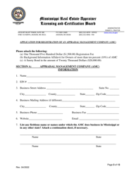 Application for Registration of an Appraisal Management Company (AMC) - Mississippi, Page 3