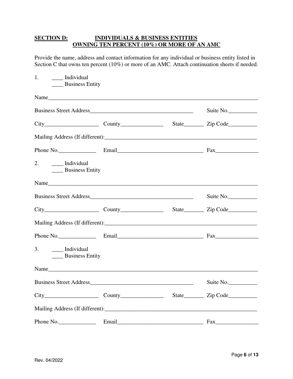 Application for Registration of an Appraisal Management Company (AMC) - Mississippi, Page 6