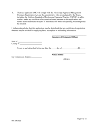Application for Registration of an Appraisal Management Company (AMC) - Mississippi, Page 9