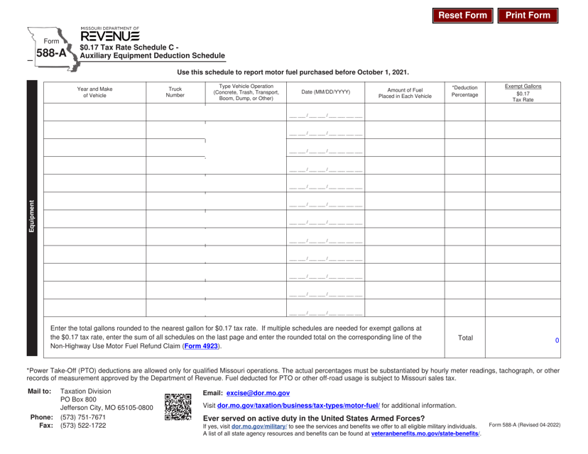 Form 588-A Schedule C  Printable Pdf