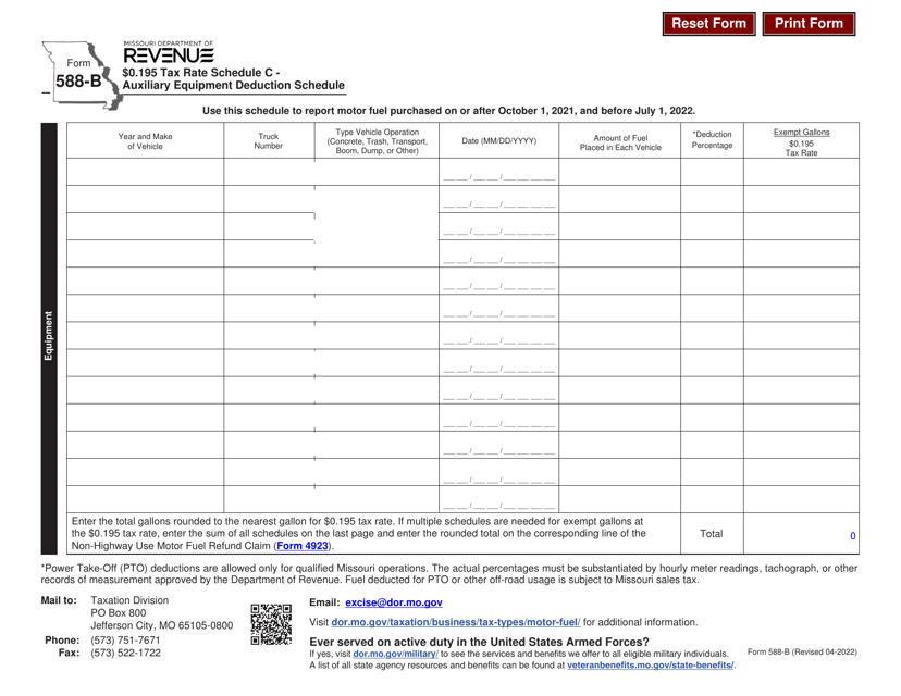 Form 588-B Schedule C  Printable Pdf