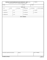 DA Form 759 Individual Flight Record and Flight Crew Certificate-Army (Flight Hours), Page 2