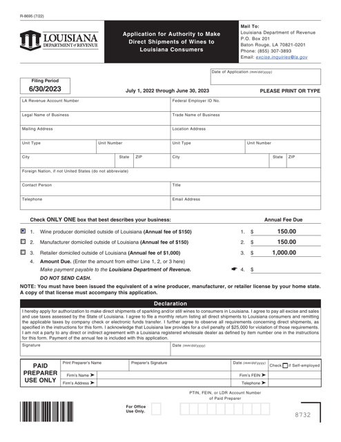 Form R-8695 2023 Printable Pdf