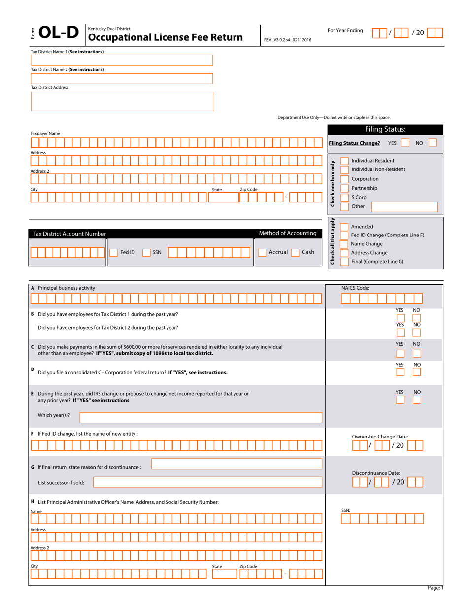 Form OLD Fill Out, Sign Online and Download Fillable PDF, Kentucky