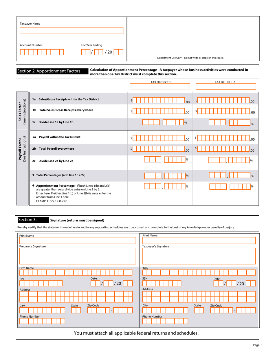 Form OL-D Dual Tax District Occupational License Fee Return - Kentucky, Page 3