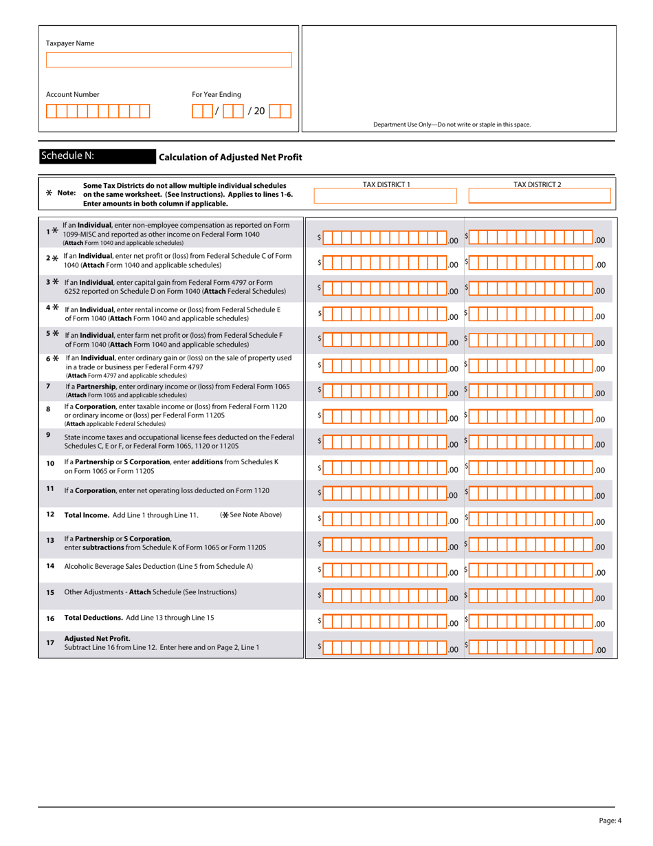 Form OL-D Dual Tax District Occupational License Fee Return - Kentucky, Page 4