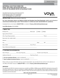 Deferral Election Form for Final Sick and Vacation Payouts - Delaware, Page 2